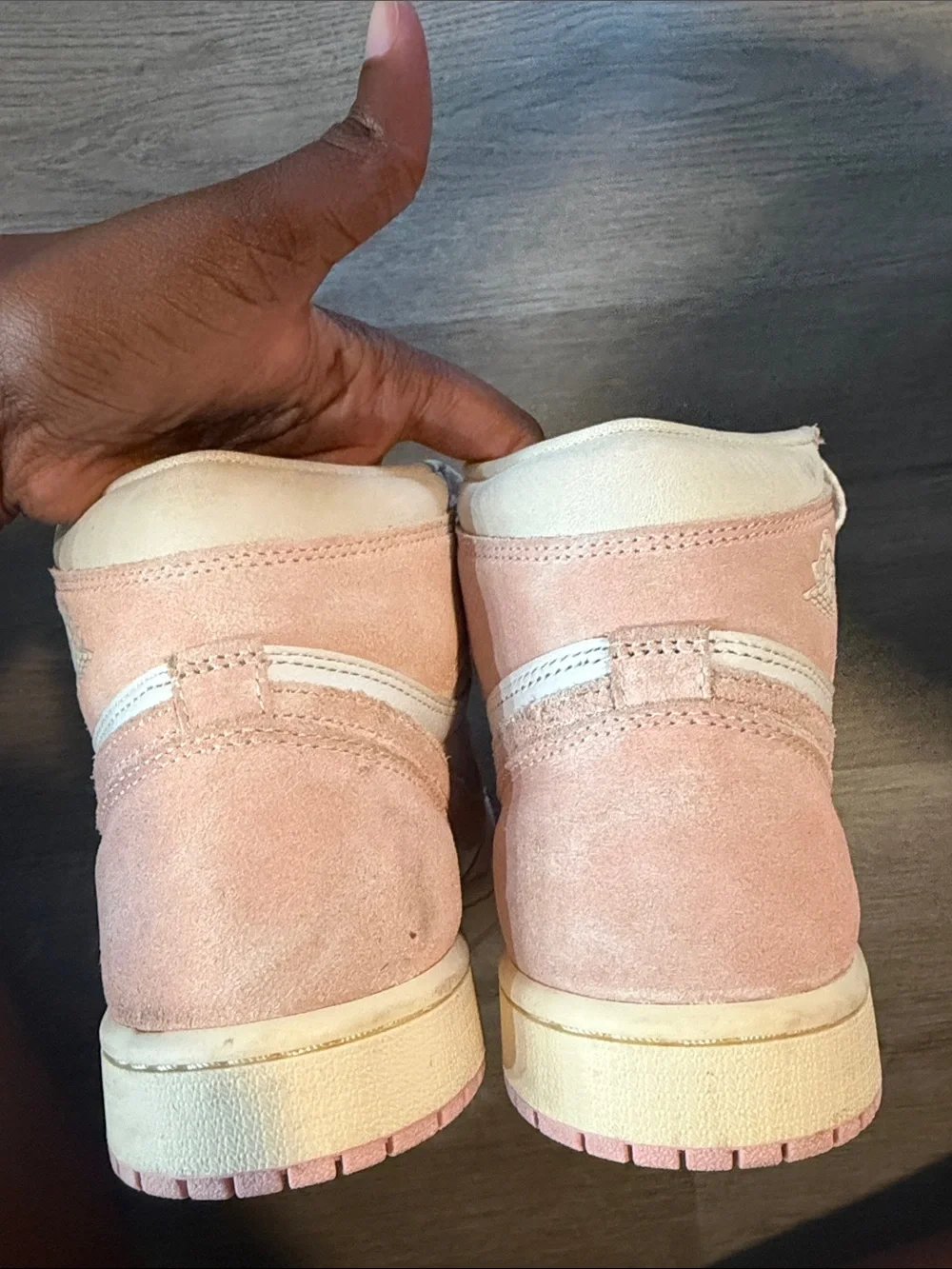 Nike Women’s High-Top Sneakers in Pastel Pink and Cream